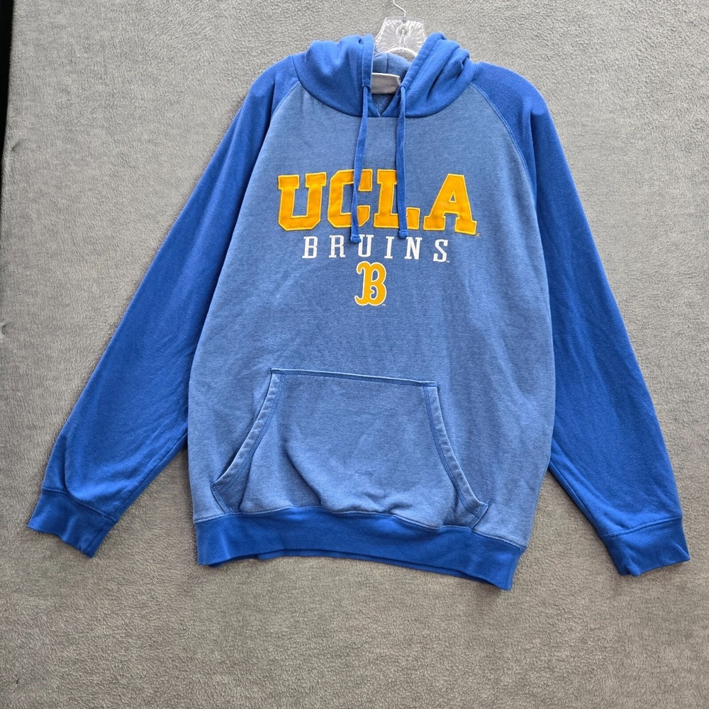 UCLA Men Hoodie Large Blue‎ Champion Logo Embroidered Fleece Y2K Pullover